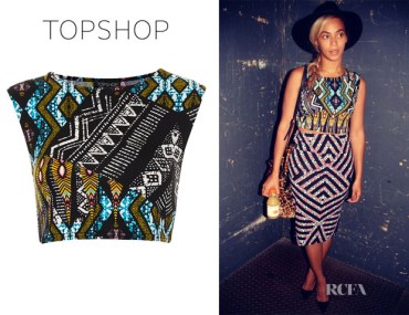 Beyonce-Knowles-Topshop-Aztec-Crop-Tee